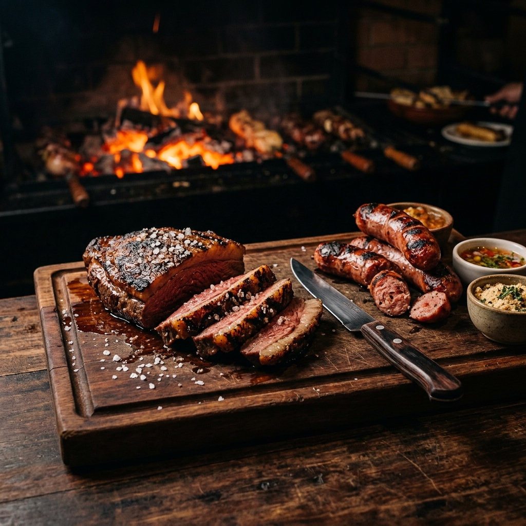 Picanha e carnes premium na brasa para churrasco em domicílio